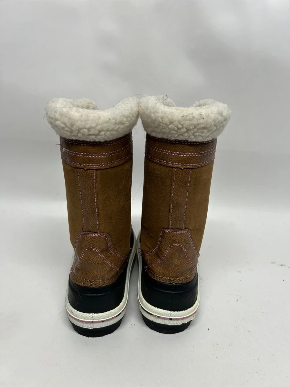 Brown Winter Boots with Pink Laces girls, snow boots size 3, fall Creek kids